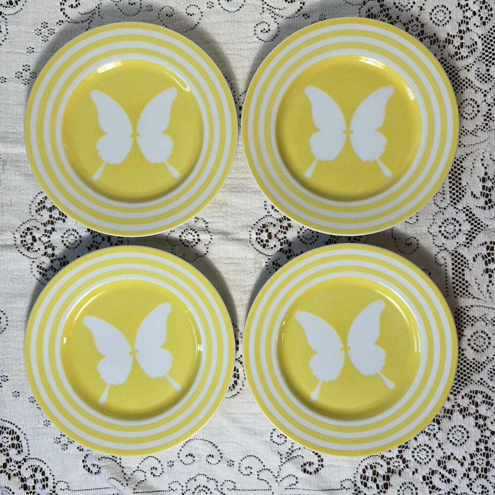 Fitz & Floyd yellow butterfly salad plates - set of 4 - Picture 8 of 10